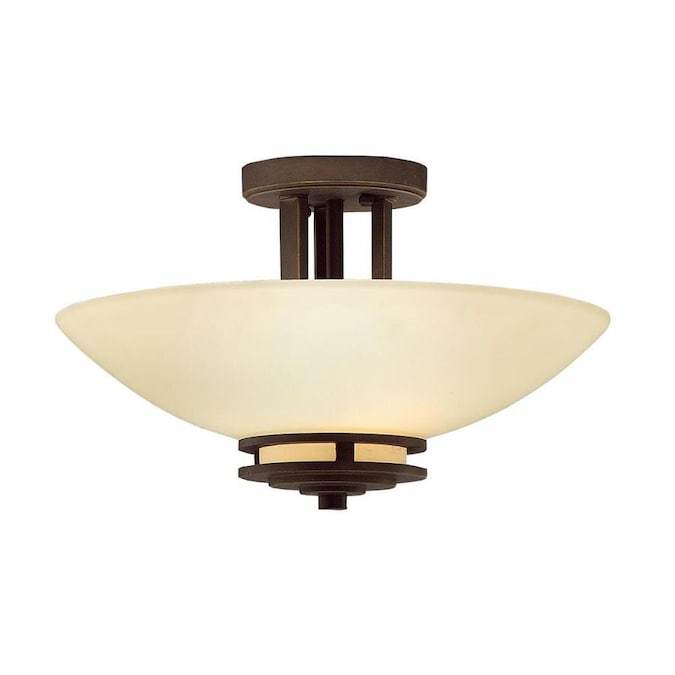 Kichler Hendrik 15-in Old Bronze Transitional Incandescent Semi-Flush Mount Light