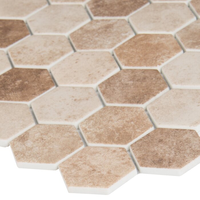 Sande Hexagon 2" x 2" Glass Mosaic Tile in Brown (14.7 SF/Carton)