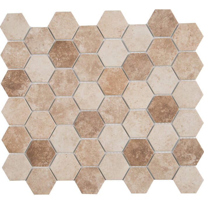 Sande Hexagon 2" x 2" Glass Mosaic Tile in Brown (14.7 SF/Carton)