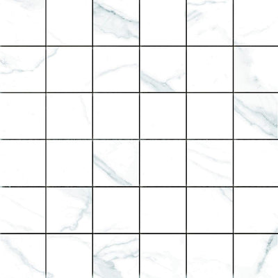 Naos White 2" x 2" Floor and Wall Porcelain Mosaic White Polished Tile (8 SF/Carton)