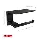 Delta Pivotal Tissue Wall Mount Toilet Paper Holder with Shelf - Matte Black