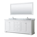 Avery Double Bathroom Vanity, White Carrara Marble Countertop, With Framed Mirror