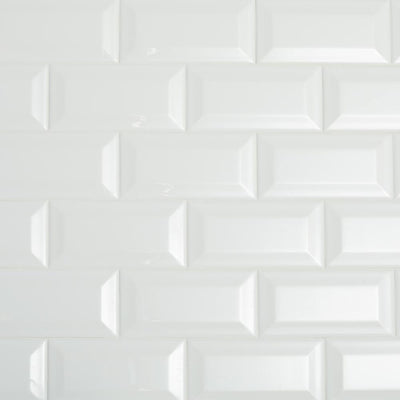 Brilliance 3" x 6" Ceramic Polished Bright White Subway Tile - Beveled (10 SF/Carton)