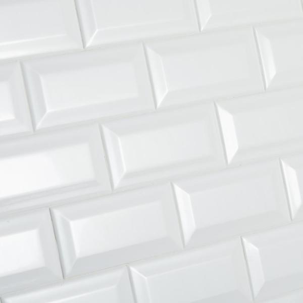 Brilliance 3" x 6" Ceramic Polished Bright White Subway Tile - Beveled (10 SF/Carton)