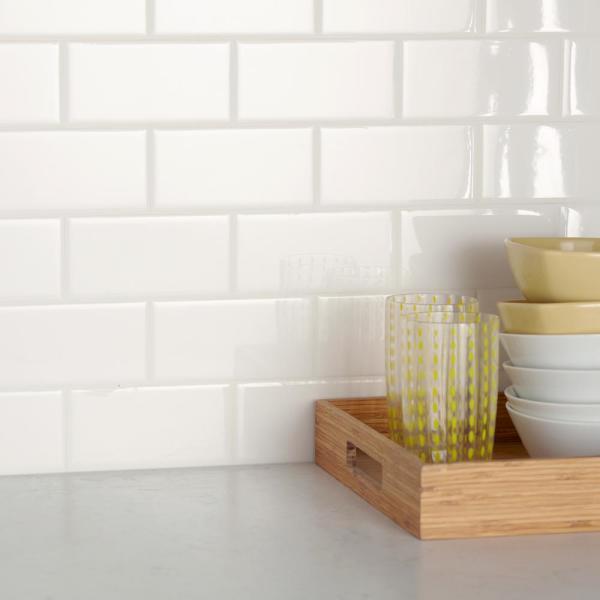 Brilliance 3" x 6" Ceramic  Polished Bright White Subway Tile (10 SF/Carton)