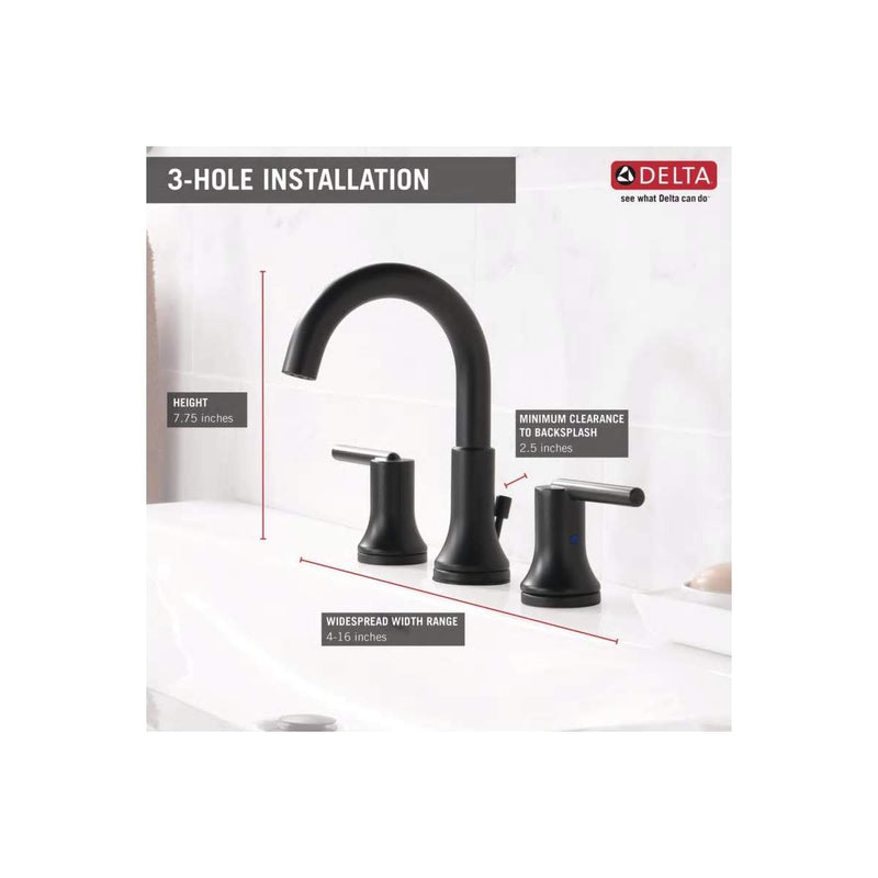 Delta Trinsic Widespread Bathroom Faucet with Metal Drain Assembly