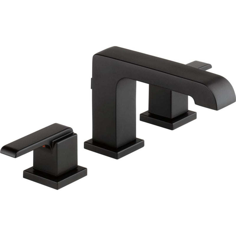 Delta Ara 1.2 GPM Widespread Bathroom Faucet - Includes Metal Pop-Up Drain Assembly - Matte Black