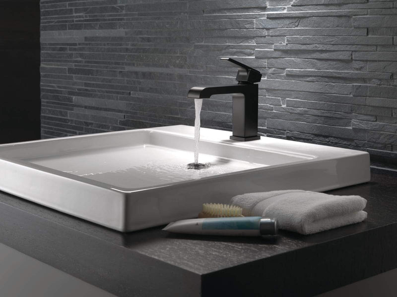 Delta Ara 1.2 GPM Single Hole Bathroom Faucet - Includes Metal Pop-Up Drain Assembly - Matte Black