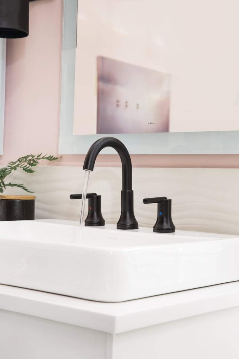 Delta Trinsic Widespread Bathroom Faucet with Metal Drain Assembly